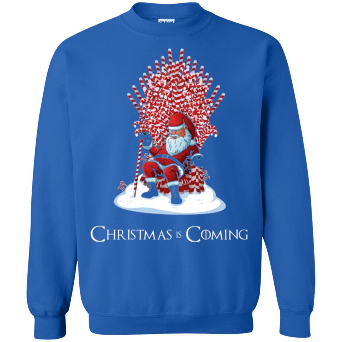 Funny Christmas T-shirt Santa Candy Cane Throne Royal