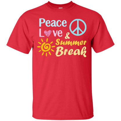 Peace Love And Summer Break Shirt For Summer Vacation 2018 Red