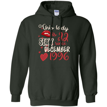 This Lady Is 22 Sexy Since December 1996 22nd Birthday Shirt For December Womens Forest Green