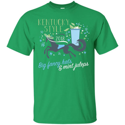 Kentucky Style Horse Big Funny Hats And Mint Juleps 2018 Shirt Irish Green