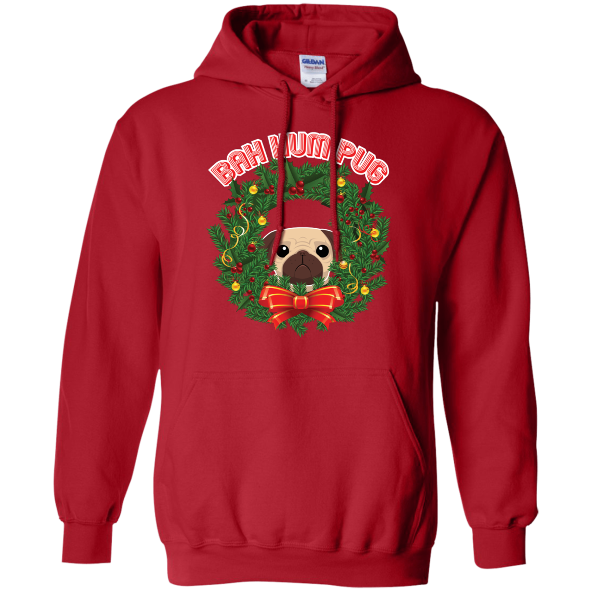 Christmas T-Shirt Bah Hum Pug Red