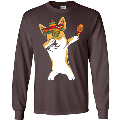 Dabbing Corgi Funny Cinco De Mayo T-shirt Dark Chocolate