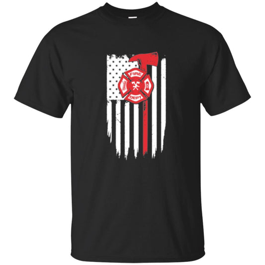 Firefighter T-shirt American Flag Proud Of Us Fireman Black