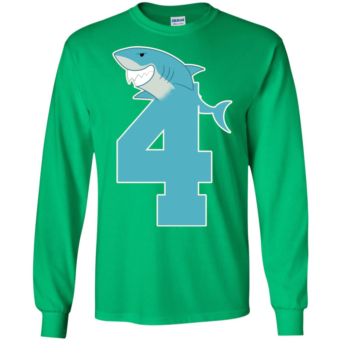 4th Birthday Shark Party Shirt Irish Green