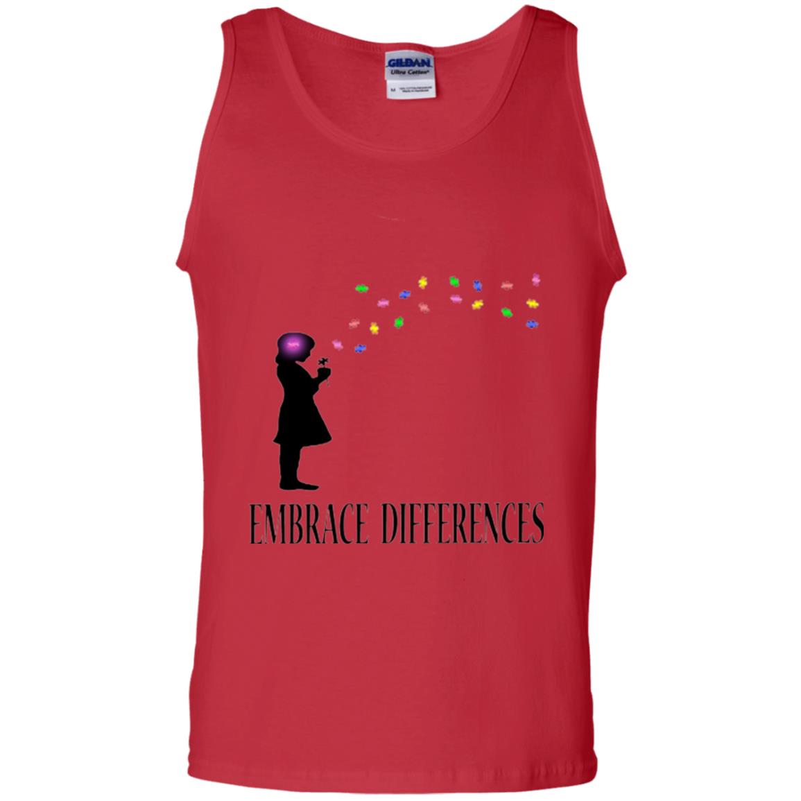 Autism Awareness T-shirt Embrace Differences T-shirt Red