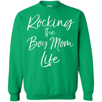 Mom T-shirt Rocking The Boy Mom Life Irish Green