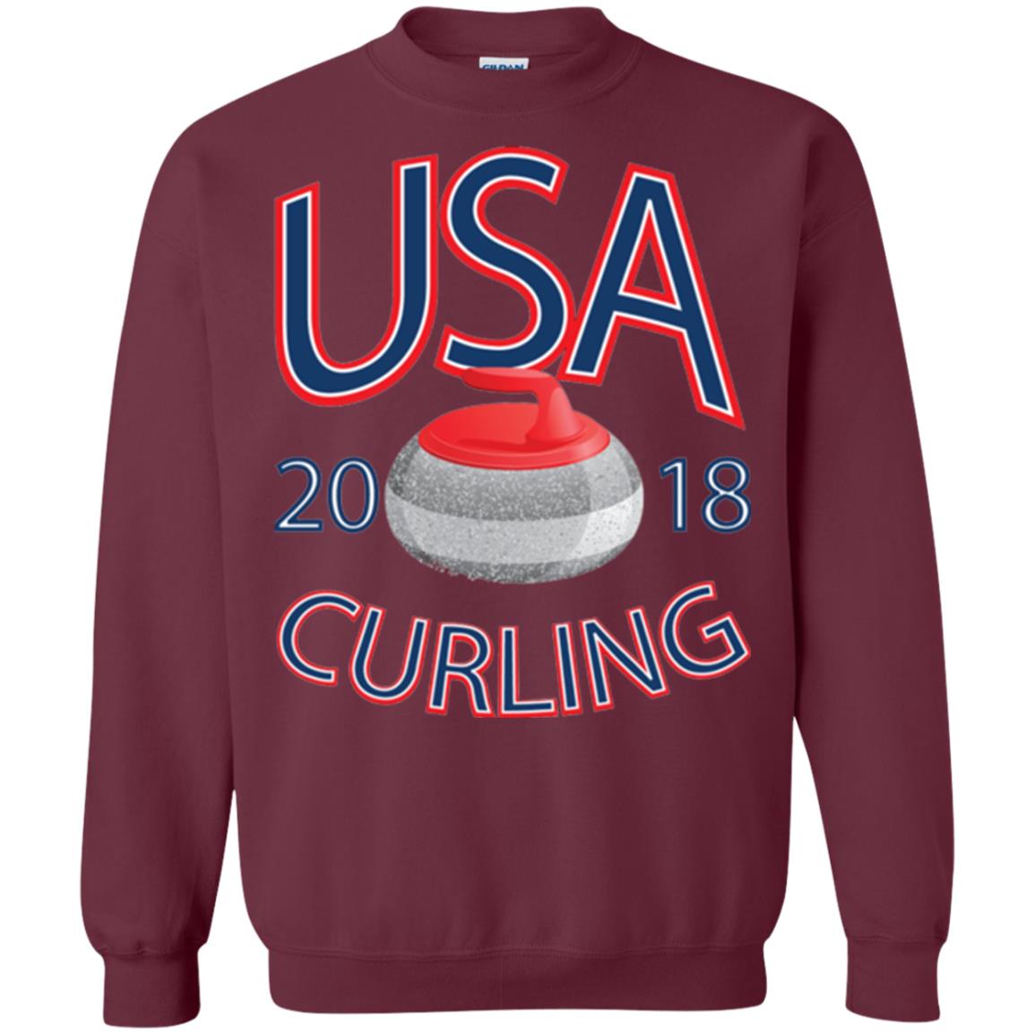 Usa 2018 Curling T-shirt Maroon