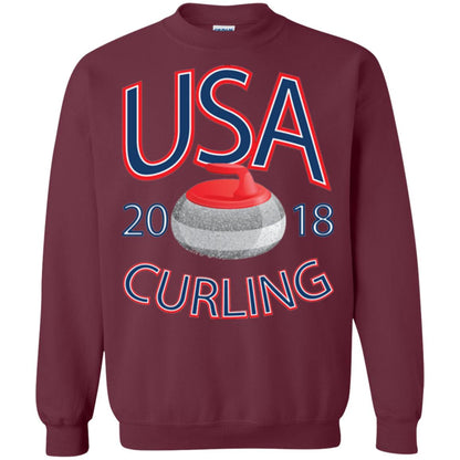 Usa 2018 Curling T-shirt Maroon