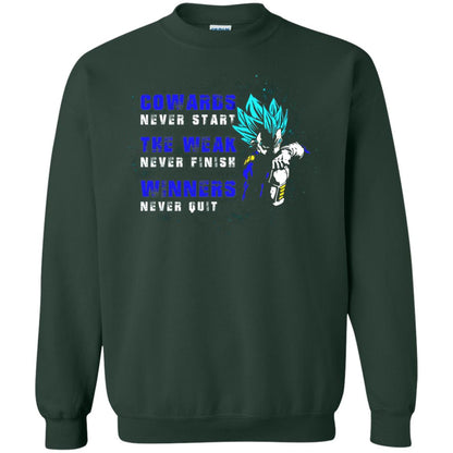 Cowards Never Start The Weak Never Finish Comic T-shirt Forest Green