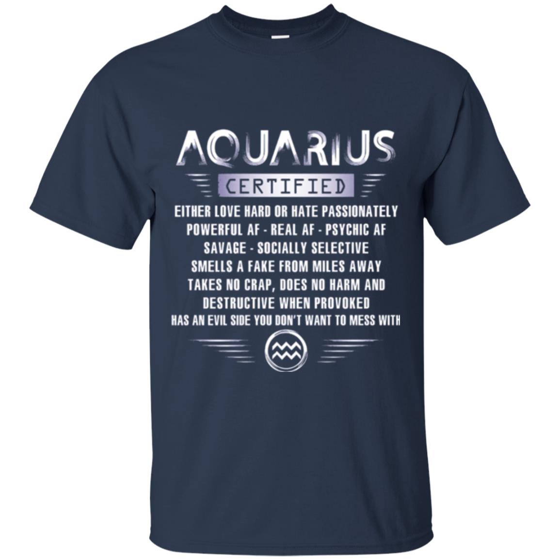Aquarius Certified Either Love Hard T-shirt Navy