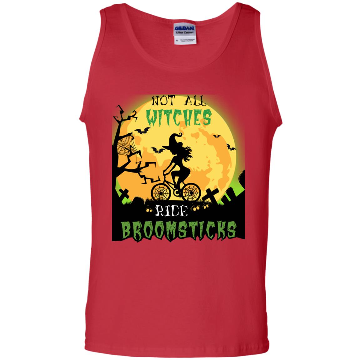 Not All Witches Ride Broomsticks Witches Ride A Bicycle Funny Halloween Shirt Red