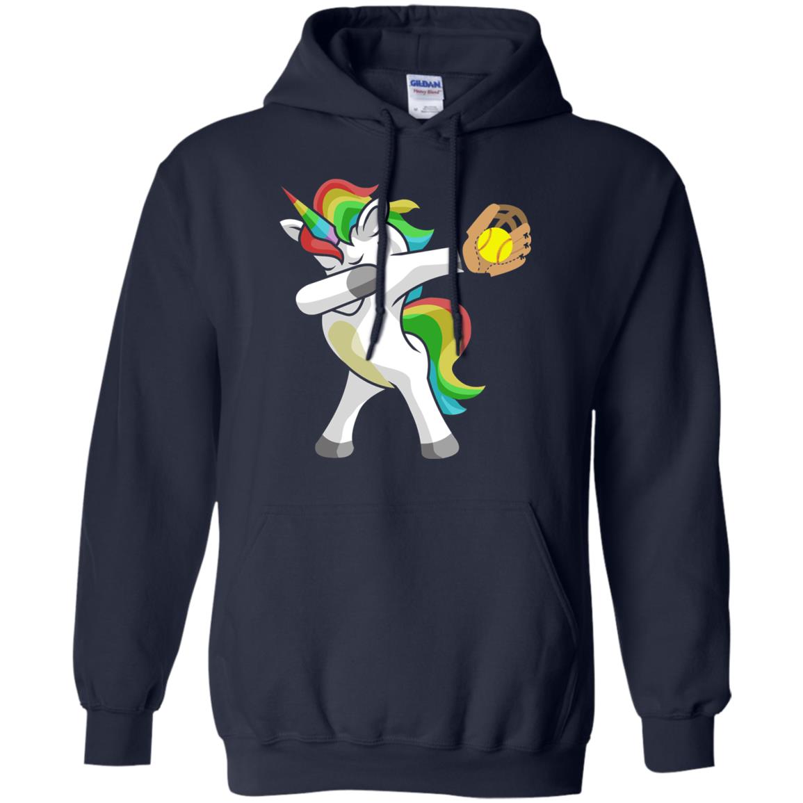 Dabbing Unicorn Softball T-shirt Funny Dabbing Navy