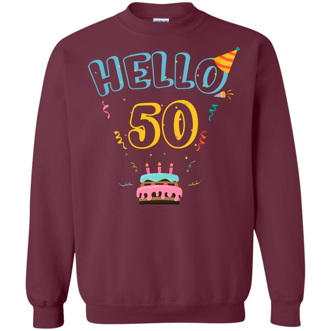 Hello 50 Fifty 50th 1968s Birthday Gift Shirt Maroon