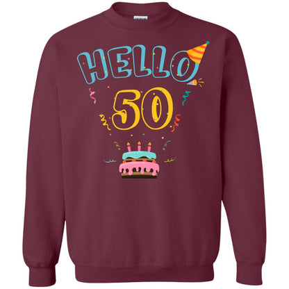 Hello 50 Fifty 50th 1968s Birthday Gift Shirt Maroon