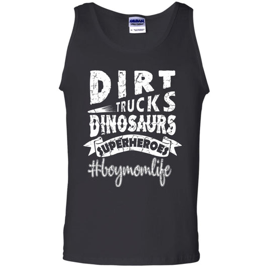 Dirt Trucks Dinosaurs Superheroes #boymomlife Family T-shirt Black