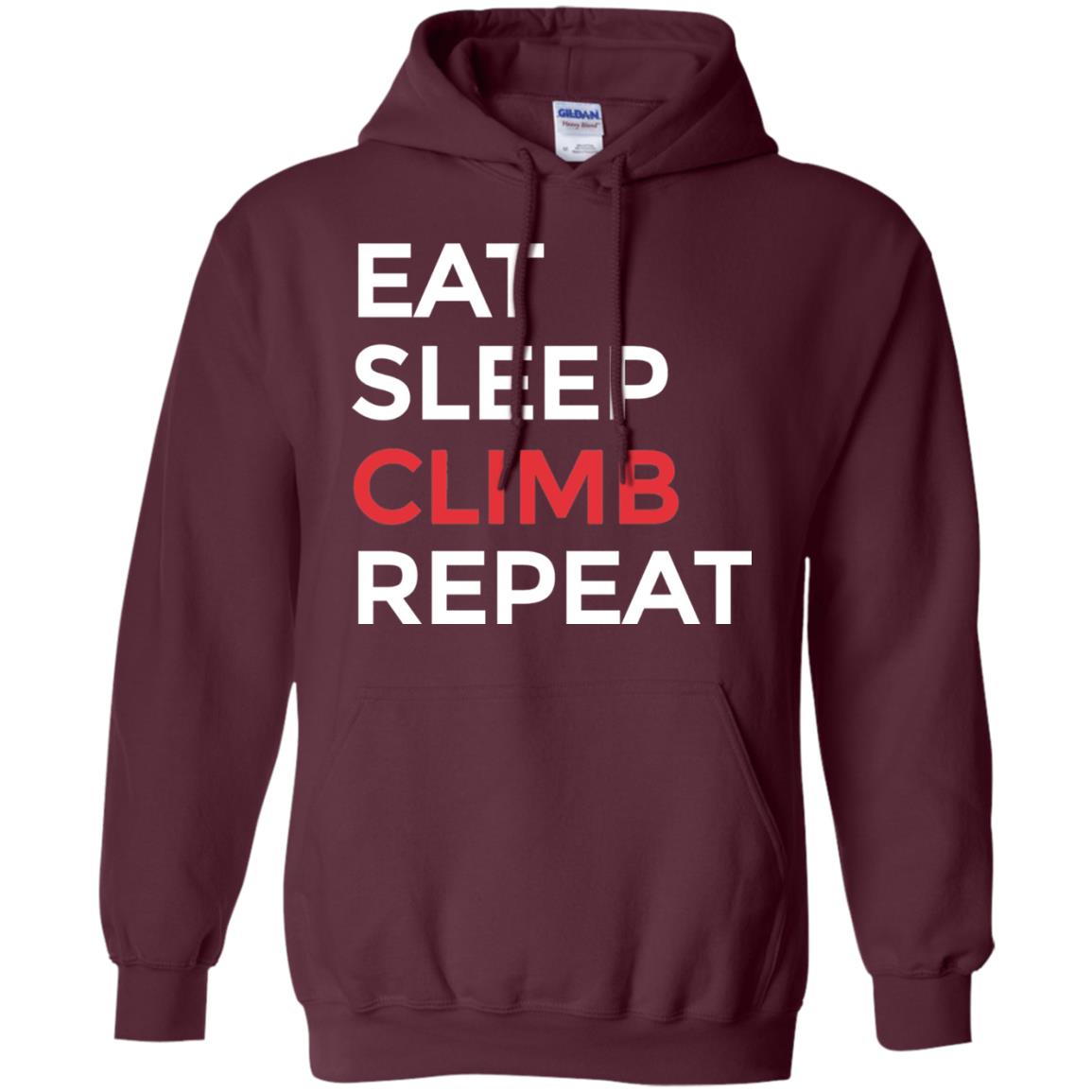 Eat Sleep Climb Repeat Mountain Climber Rock Climbing Shirt Maroon