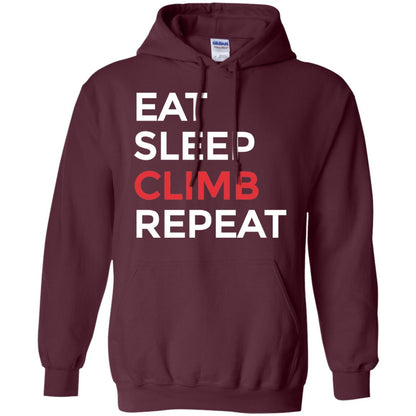 Eat Sleep Climb Repeat Mountain Climber Rock Climbing Shirt Maroon