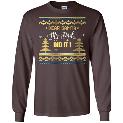 Christmas T-shirt Dear Santa My Dad Did It Dark Chocolate