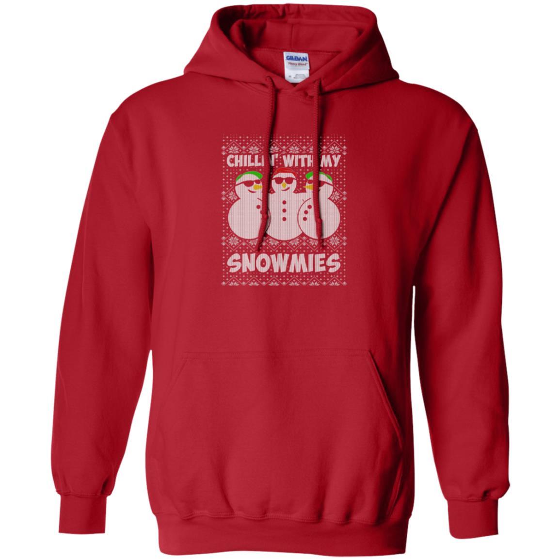 Christmas T-shirt Chillin With My Snowmies Red