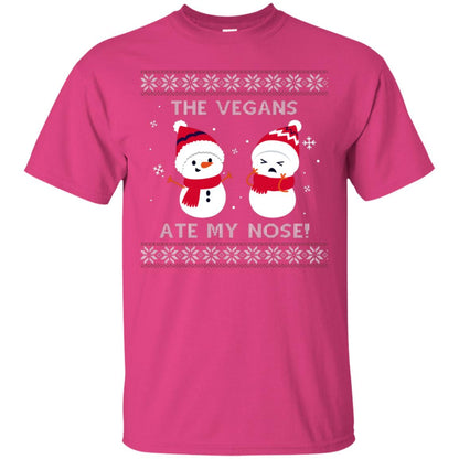 The Vegans Ate My Nose Funny Snowman Saying X-mas Gift Shirt Heliconia