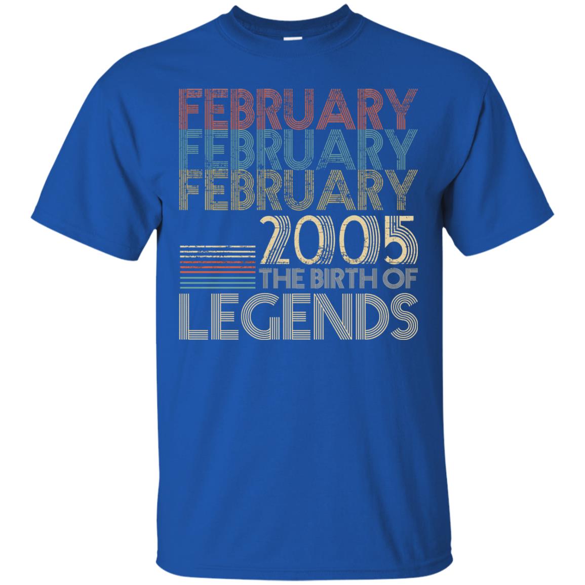 February Retro Classic Vintage 2005 The Birth Of Legends 13th Birthday T-shirt Royal