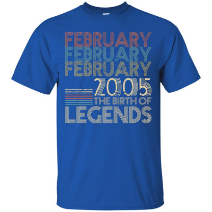 February Retro Classic Vintage 2005 The Birth Of Legends 13th Birthday T-shirt Royal