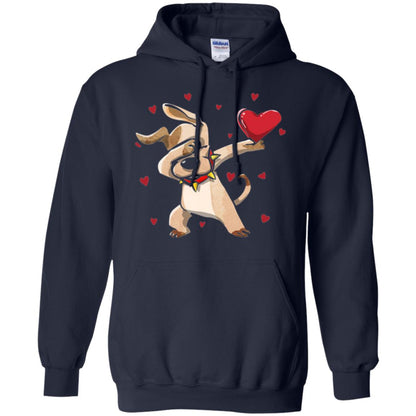 Funny Dabbing Dog Valentine_s Day T-shirt Navy