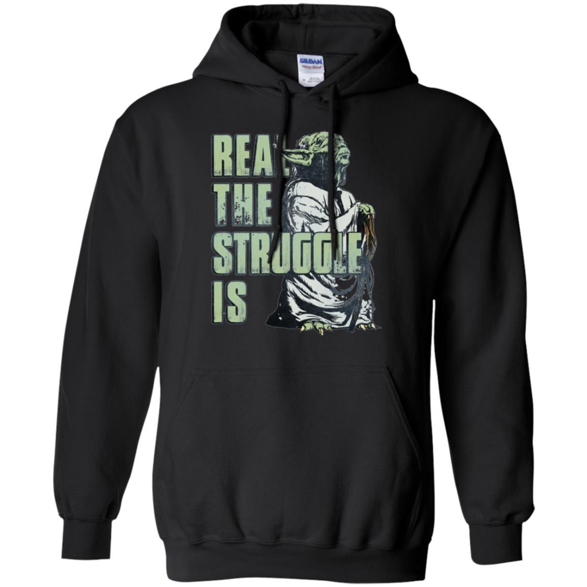 Film T-shirt Star Wars Yoda Real The Struggle Is Graphic Black