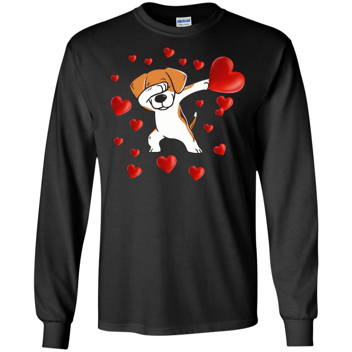 Valentines Day T-shirt Dabbing Dog Black