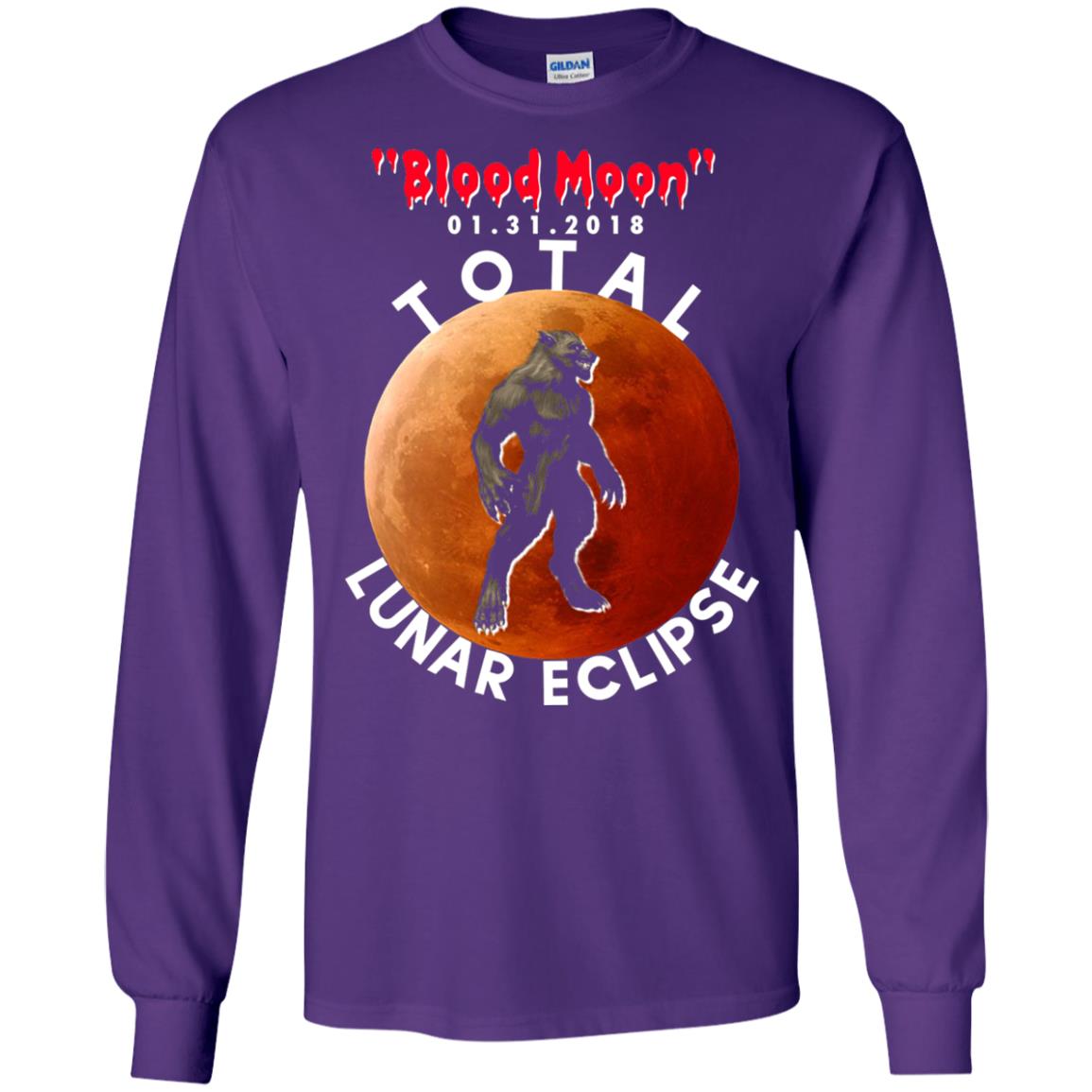 Best Total Lunar Eclipse Shirt 2018 - Blood Moon Werewolf T-shirt Purple