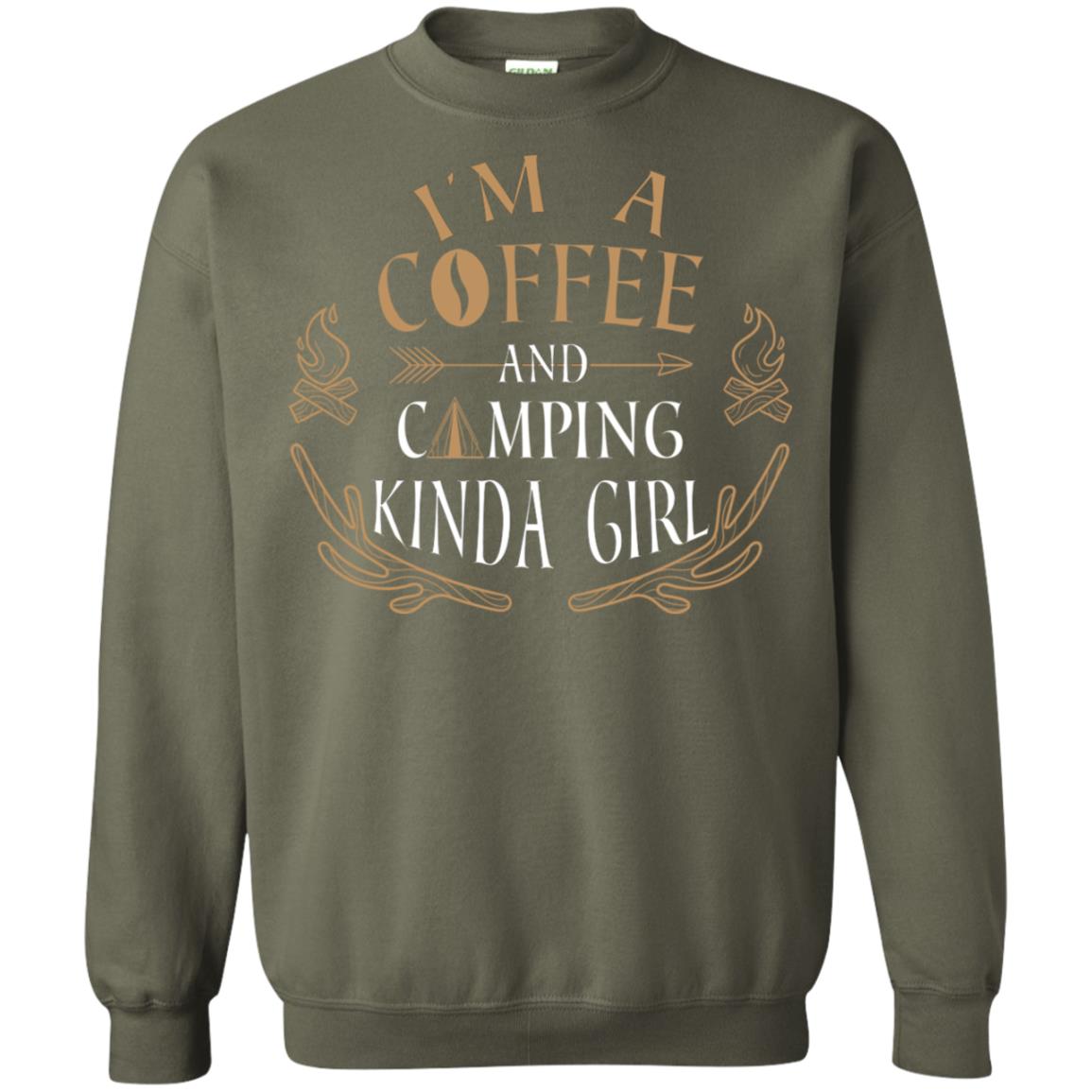 I'm A Coffee And Camping Kinda Girl Shirt Military Green