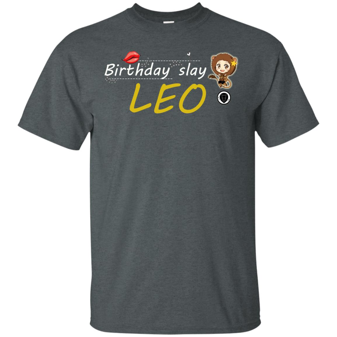 Cute Leo Girl Birthday Lip Slay T-shirt Dark Heather
