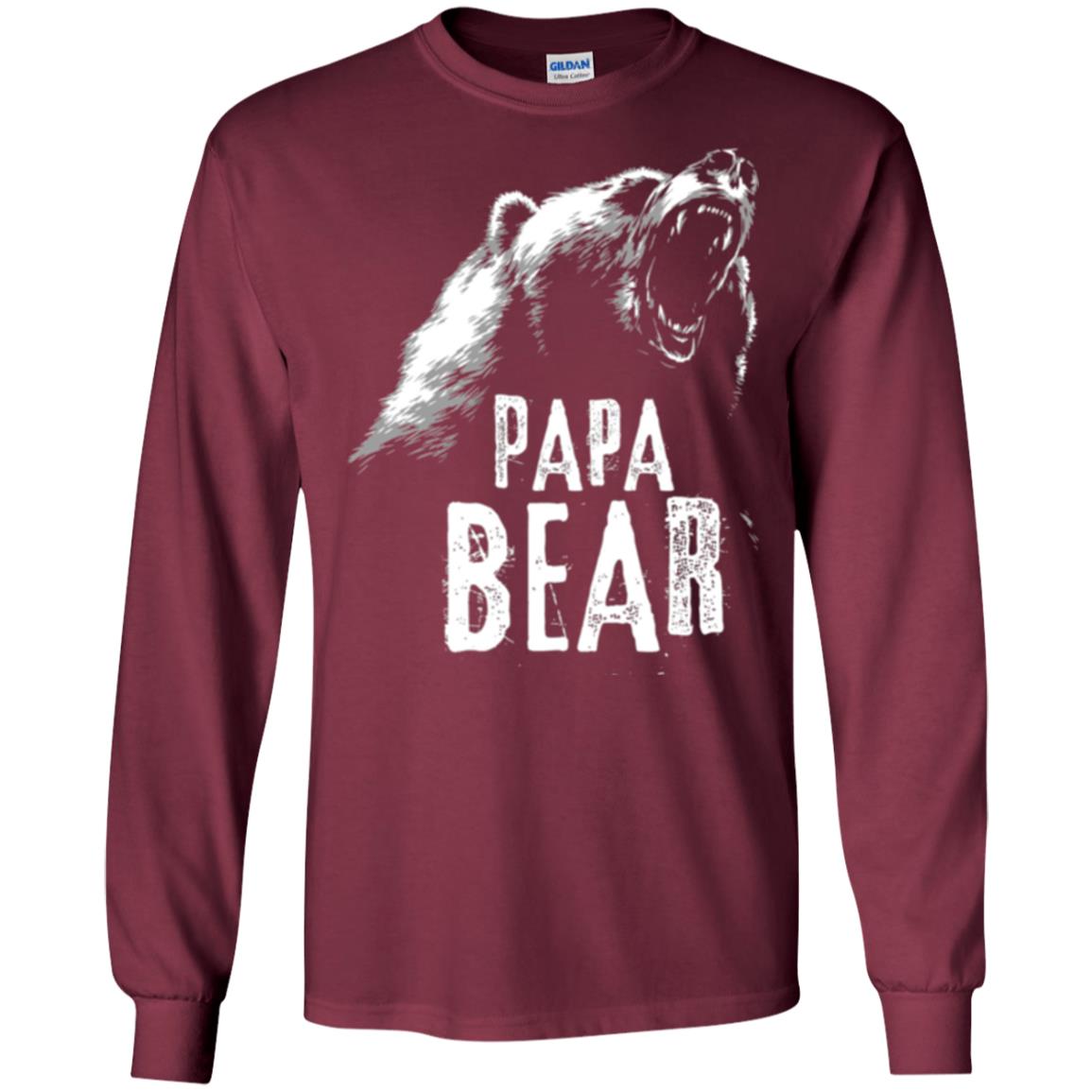 Papa Bear Best Dad For Fathers Day T-shirt Maroon