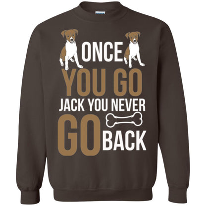 Russell Terrier T-shirt Once You Go Jack You Never Go Back Dark Chocolate