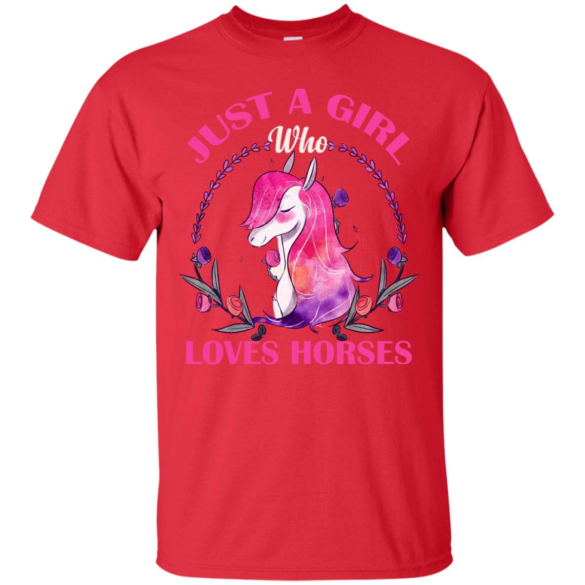 Just A Girl Who Loves Horses Lovely Horses Gift Shirt For Girls Red