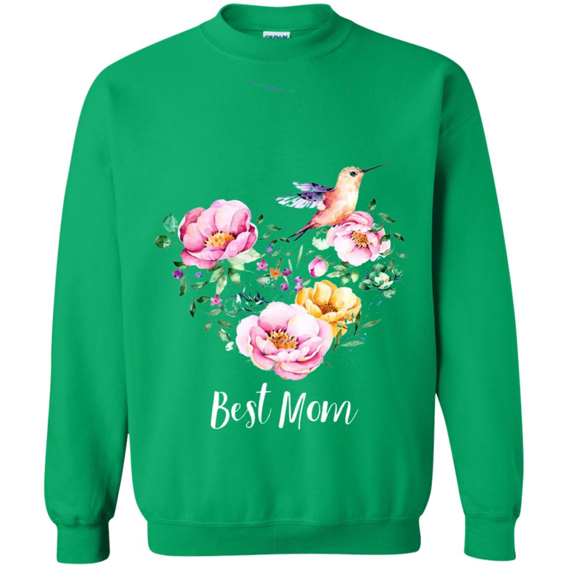 Best Mom Hummingbird Flower Heart Mommy Shirt Irish Green