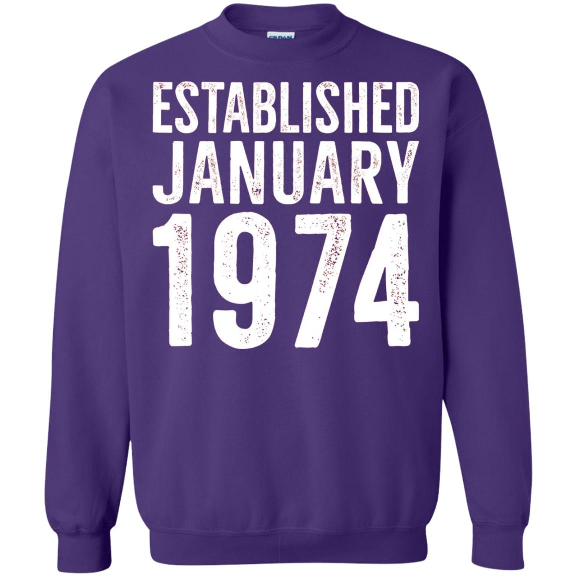 Established January 1974 43rd Birthday T-shirt Purple