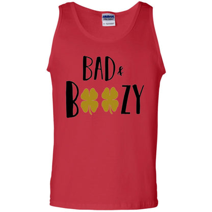 Bad And Boozy Funny Saint Patrick Day Drinking T-shirt Red