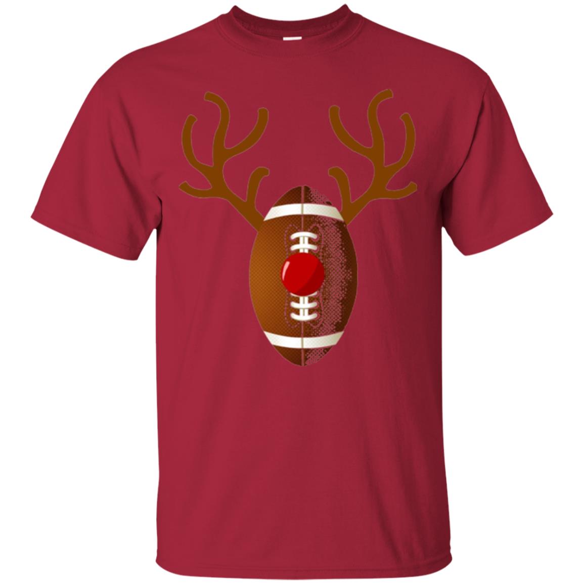 Reindeer Football Christmas T-shirt Cardinal