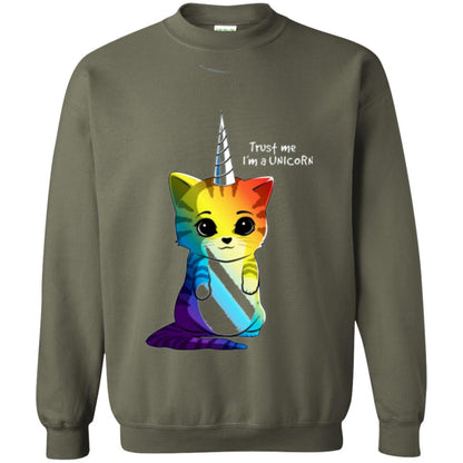 Cat Lovers T-shirt Caticorn Rainbow Trust Me I_m A Unicorn Military Green