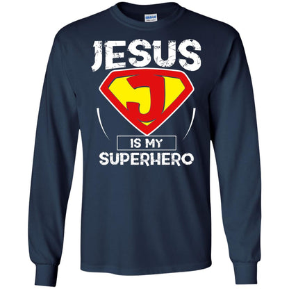 Jesus Is My Superhero Christian Movie Fan T-shirt Navy