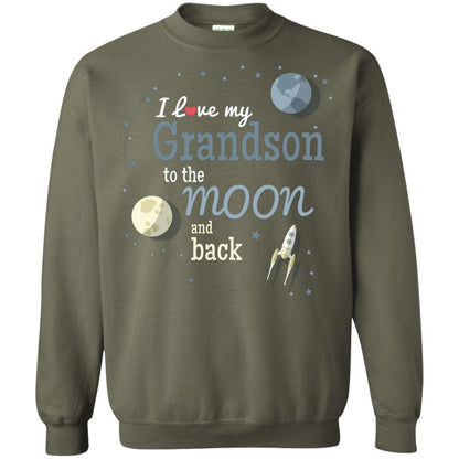I Love My Grandson To The Moon And Back Grandparents Shirt Military Green