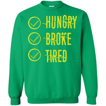 Hungry Broke Tired Check Mark T-shirt Irish Green