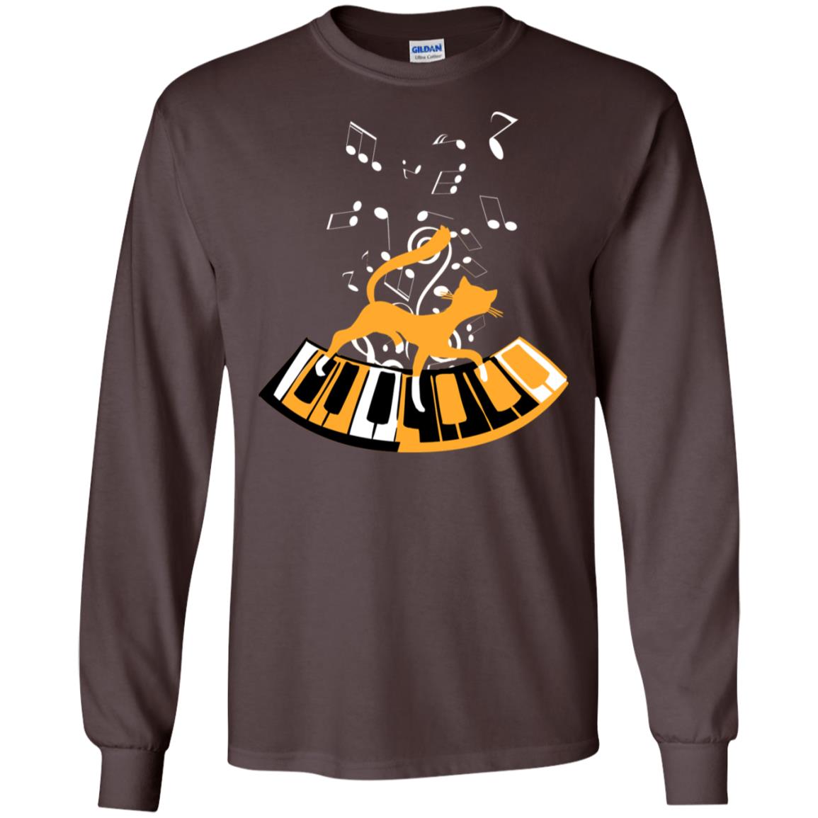 Cat Plays Piano Shirt For Mens Womens Dark Chocolate