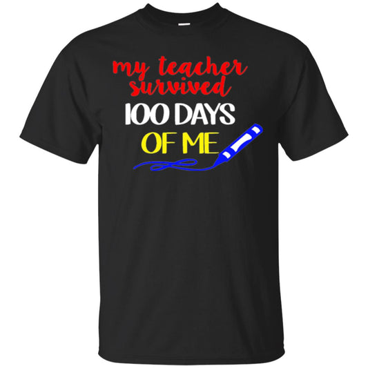 Student T-shirt My Teacher Survived 100 Days Of Me Black