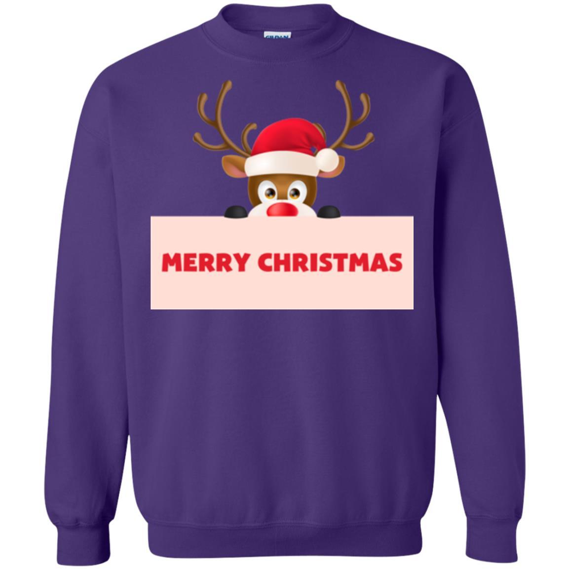 Christmas T-shirt Reindeer Merry Christmas T-shirt Purple
