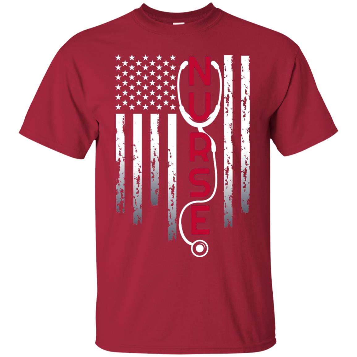 Patriotic Nurse With Flag T-shirt Stethoscope For Rn Lpn Cardinal