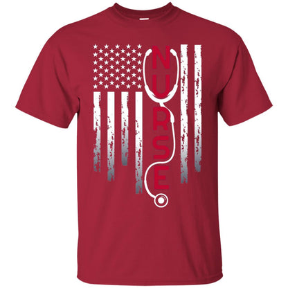 Patriotic Nurse With Flag T-shirt Stethoscope For Rn Lpn Cardinal