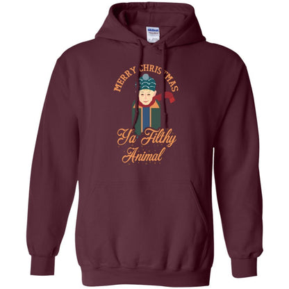 Christmas T-shirt Merry Christmas Ya Filthy Animal Maroon