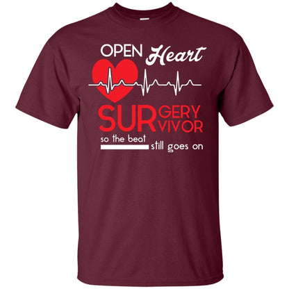 Open Heart Surgery Survivor Heart Desease T-shirt Maroon